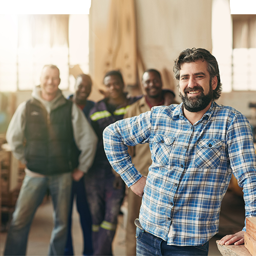 Group of small business team members